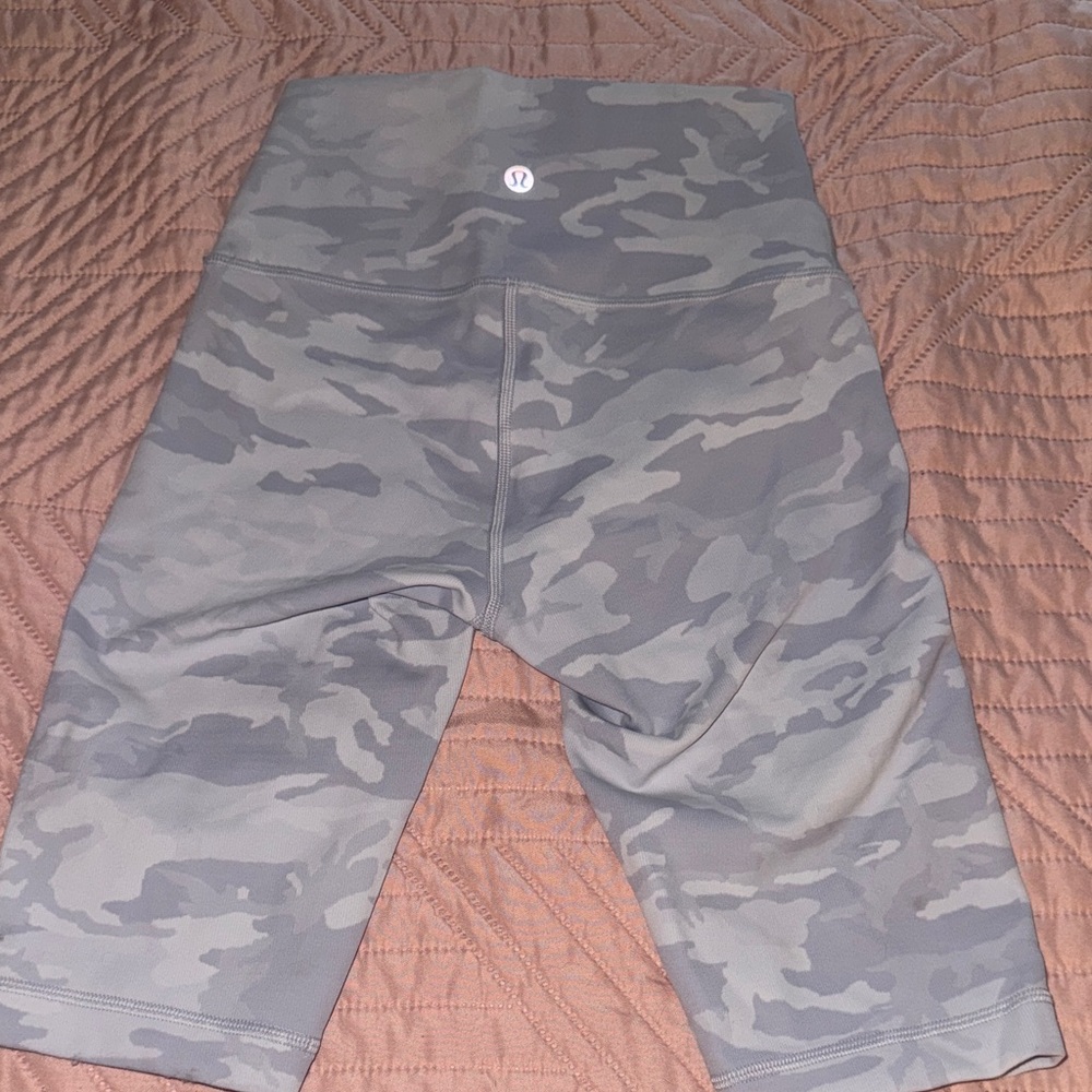 lululemon athletica Gray Camo High-Rise Bike Shorts